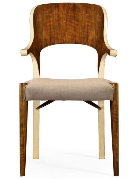 Dining Chairs Hyedua wood and ivory finish armchair.