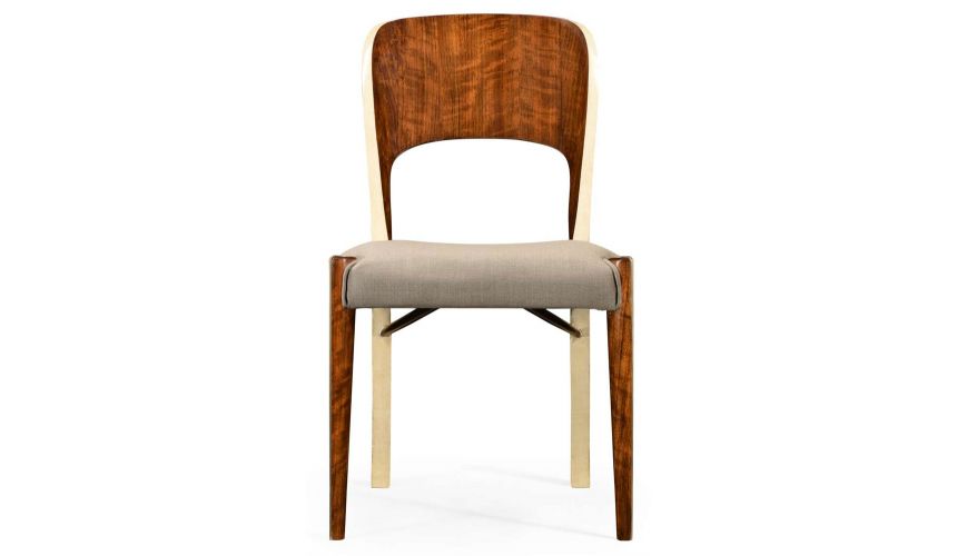 Dining Chairs Hyedua wood and ivory finish side chair.