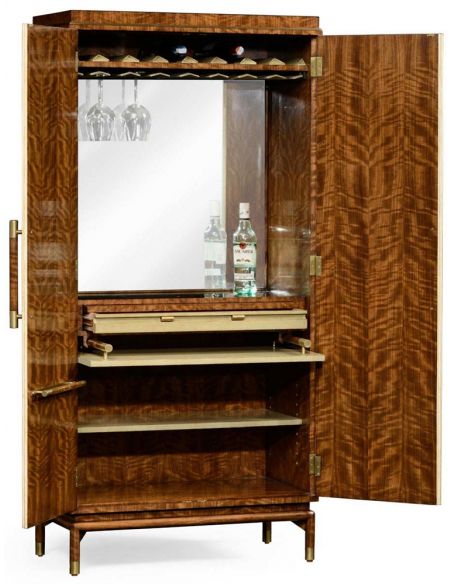 Home Bar Furniture Hyedua and ivory finish tall drinks cabinet.