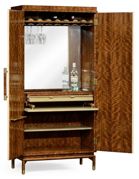 Home Bar Furniture Hyedua and ivory finish tall drinks cabinet.