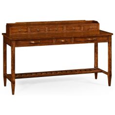 Breakfronts & China Cabinets Plank walnut sideboard with strap handles.