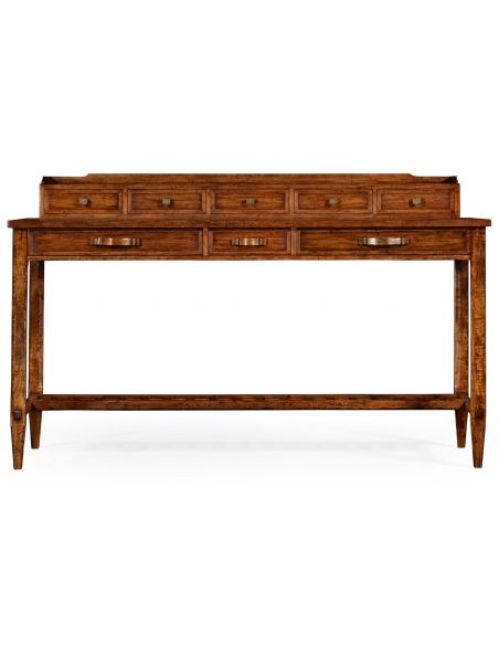 Breakfronts & China Cabinets Plank walnut sideboard with strap handles.
