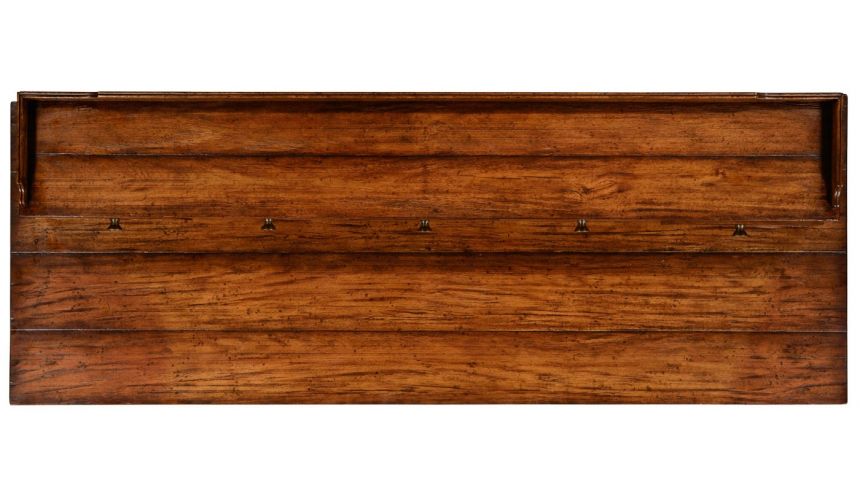 Breakfronts & China Cabinets Plank walnut sideboard with strap handles.