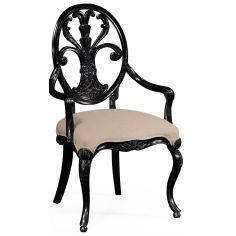 Dining Chairs Black painted sheraton style oval back armchair