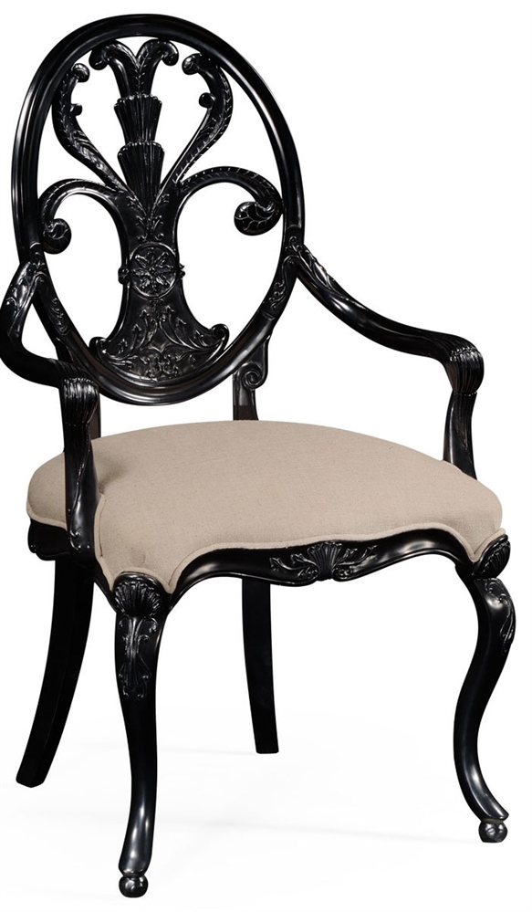 Dining Chairs Black painted sheraton style oval back armchair