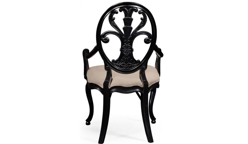 Dining Chairs Black painted sheraton style oval back armchair
