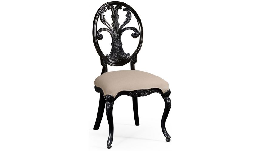 Black Painted Sheraton Style Oval Back, Oval Back Dining Chair Black