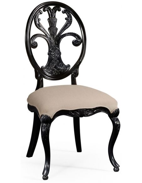 Black painted sheraton style oval back side chair
