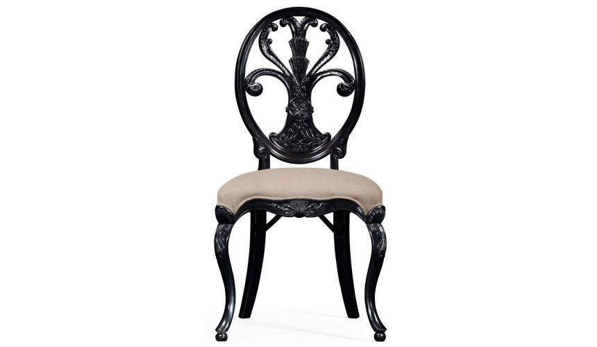 Dining Chairs Black painted sheraton style oval back side chair