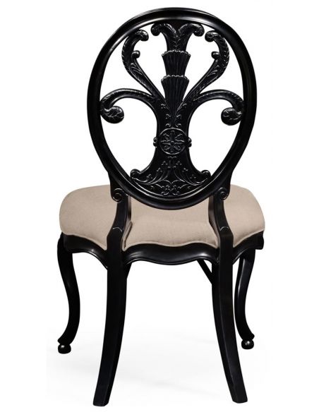 Dining Chairs Black painted sheraton style oval back side chair