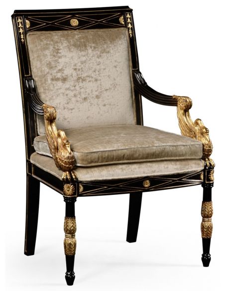 Empire style swan arm chair.