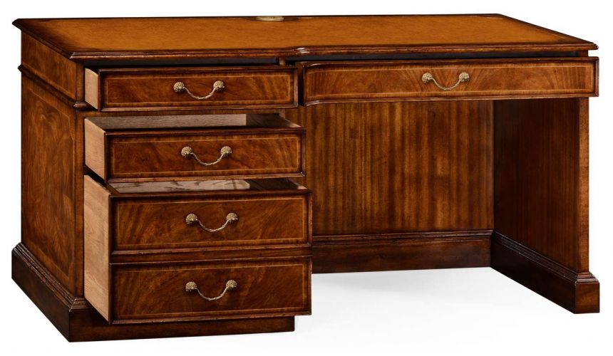 Executive Desks Crotch walnut compact single pedestal desk