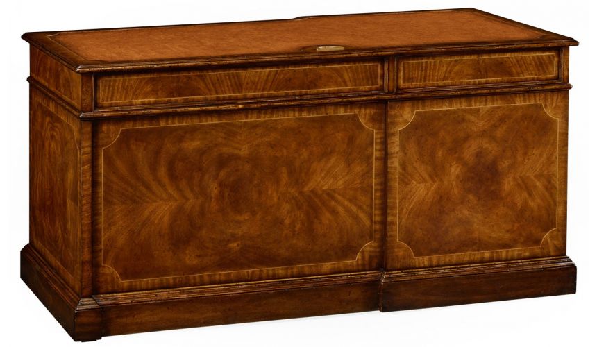 Executive Desks Crotch walnut compact single pedestal desk