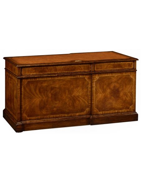 Executive Desks Crotch walnut compact single pedestal desk