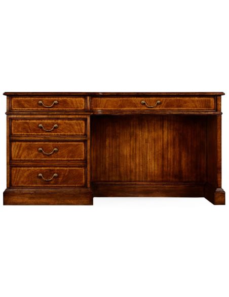 Executive Desks Crotch walnut compact single pedestal desk