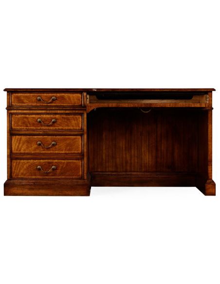 Executive Desks Crotch walnut compact single pedestal desk
