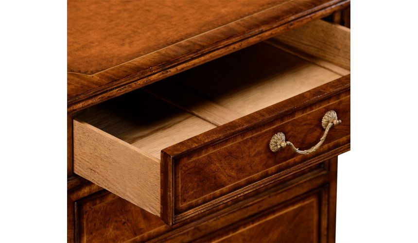 Executive Desks Crotch walnut compact single pedestal desk