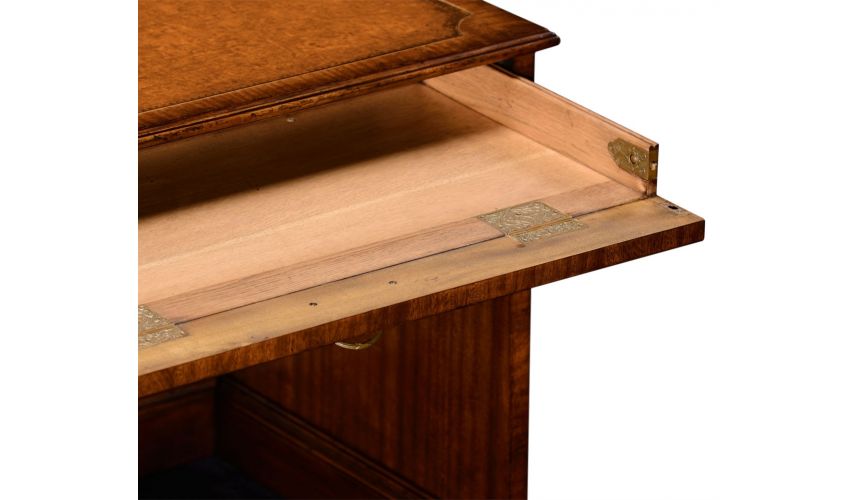 Executive Desks Crotch walnut compact single pedestal desk