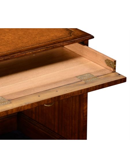 Executive Desks Crotch walnut compact single pedestal desk