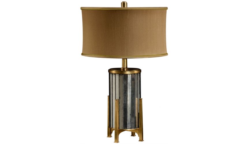 Modern Furniture Eglomise and gilt metal table lamp