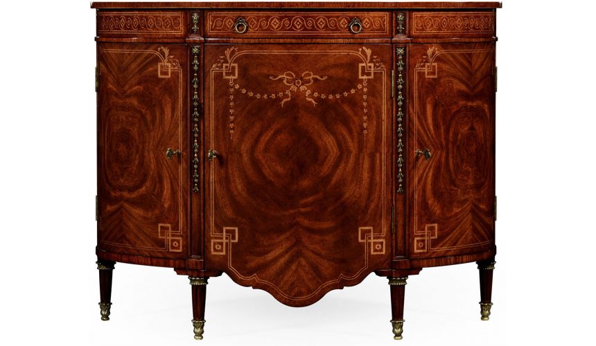 Breakfronts & China Cabinets Sheraton style mahogany bow fronted commode.