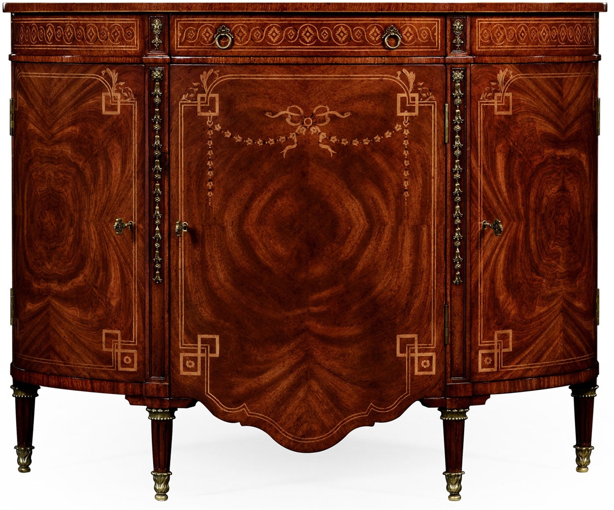 Breakfronts & China Cabinets Sheraton style mahogany bow fronted commode.