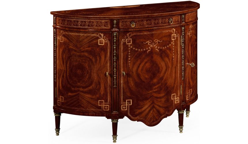 Breakfronts & China Cabinets Sheraton style mahogany bow fronted commode.