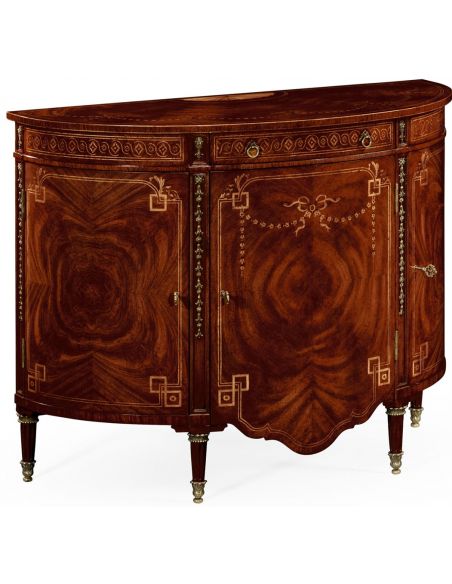 Breakfronts & China Cabinets Sheraton style mahogany bow fronted commode.