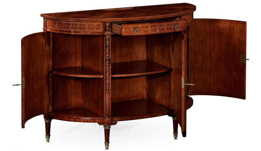 Breakfronts & China Cabinets Sheraton style mahogany bow fronted commode.