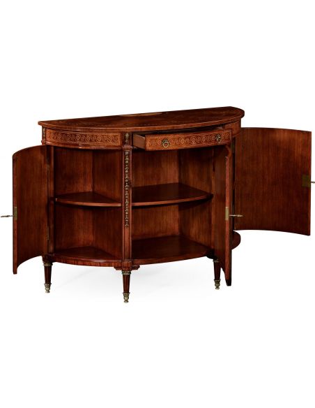 Breakfronts & China Cabinets Sheraton style mahogany bow fronted commode.