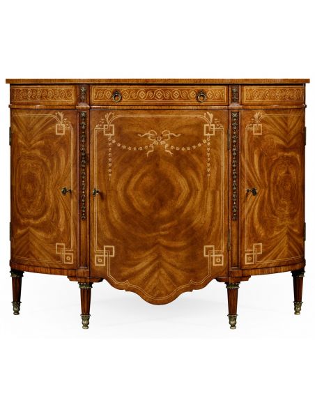 Sheraton style walnut bow fronted commode.