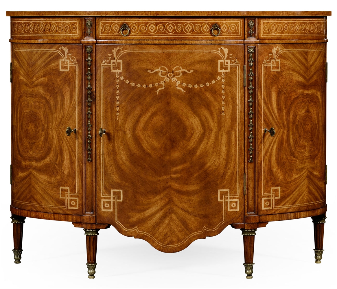Breakfronts & China Cabinets Sheraton style walnut bow fronted commode.