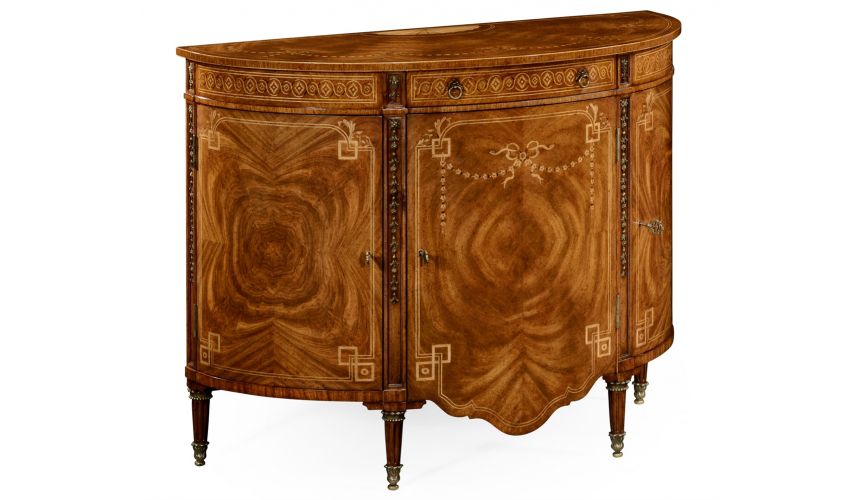 Breakfronts & China Cabinets Sheraton style walnut bow fronted commode.