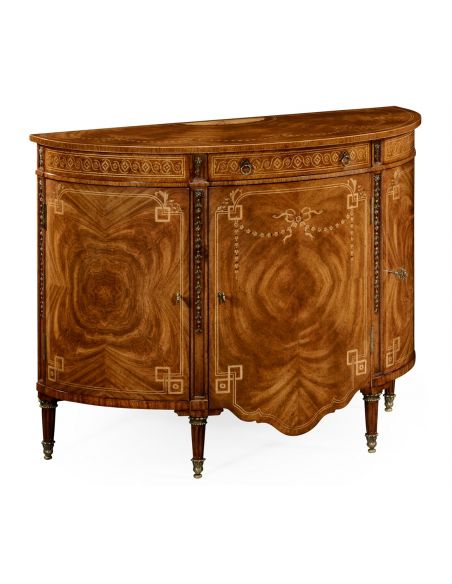 Breakfronts & China Cabinets Sheraton style walnut bow fronted commode.