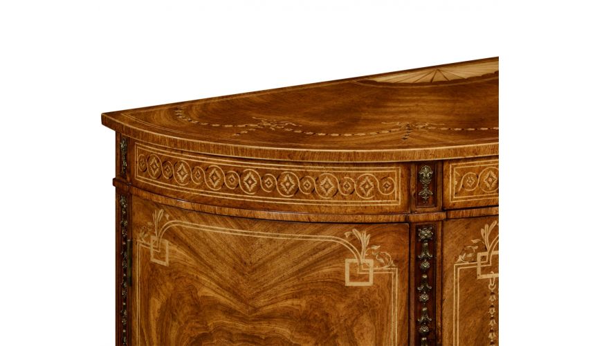 Breakfronts & China Cabinets Sheraton style walnut bow fronted commode.