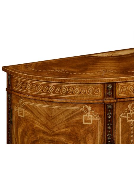 Breakfronts & China Cabinets Sheraton style walnut bow fronted commode.