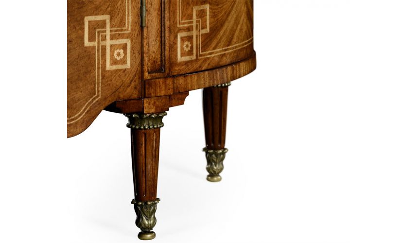 Breakfronts & China Cabinets Sheraton style walnut bow fronted commode.