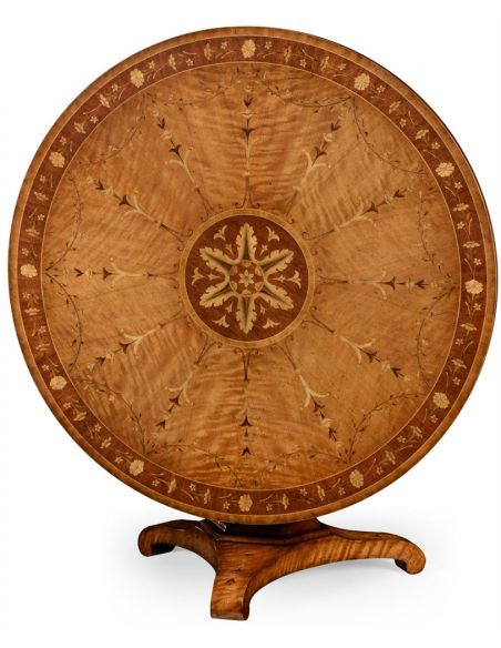 Flip top centre table with fine marquetry work