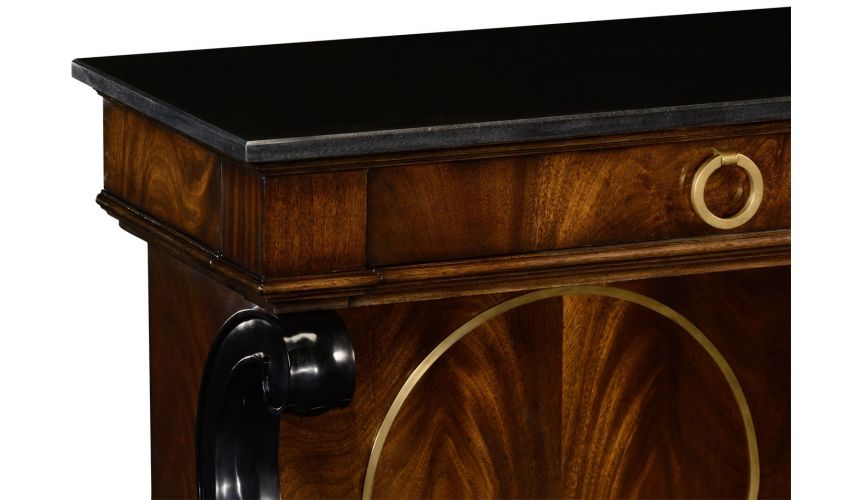 Breakfronts & China Cabinets Mahogany Regency style buffet with scroll brackets.