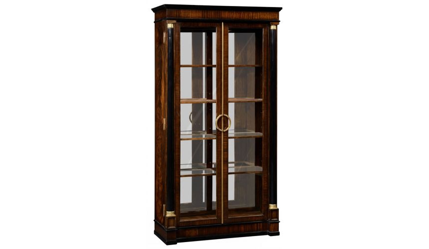 Breakfronts & China Cabinets Mahogany Regency style bookcase with columns.