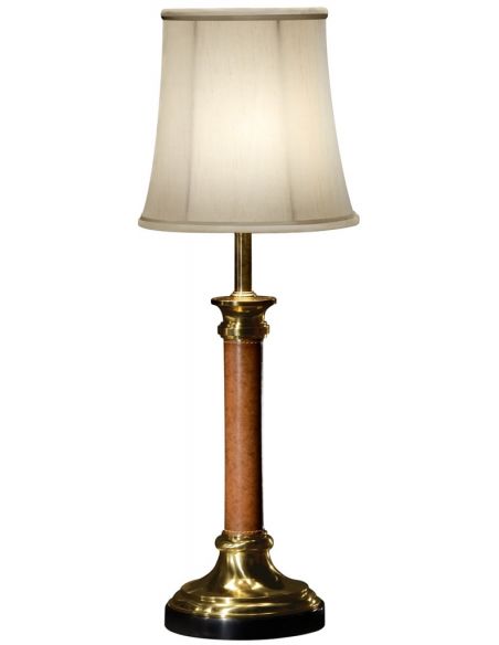 Table lamp made of brass and leather