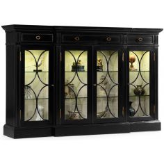 Breakfronts & China Cabinets Black display cabinet with circular pattern door