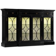 Breakfronts & China Cabinets Black display cabinet with circular pattern door 2