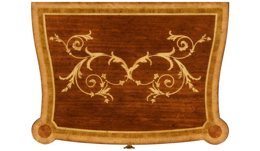 Square & Rectangular Side Tables Fine mahogany bedside cabinet with floral marquetry inlays (Left)