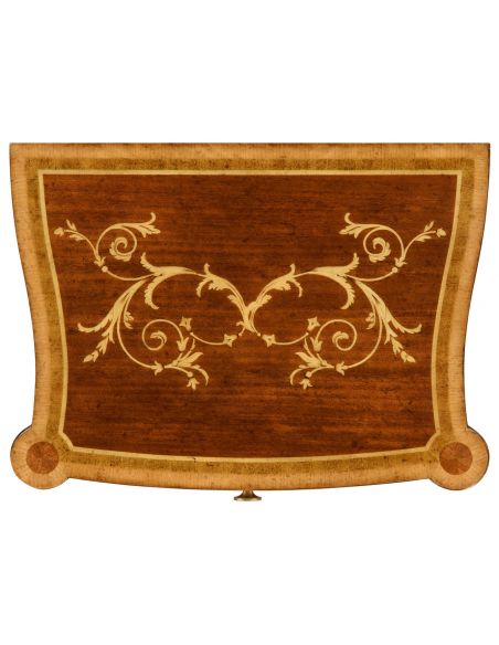 Square & Rectangular Side Tables Fine mahogany bedside cabinet with floral marquetry inlays (Left)
