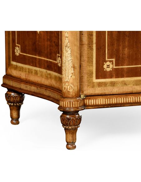 Square & Rectangular Side Tables Fine mahogany bedside cabinet with floral marquetry inlays (Left)
