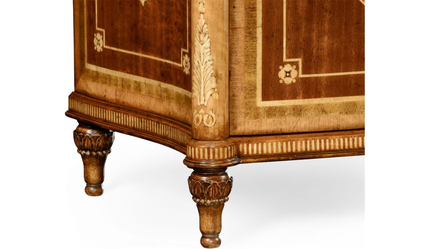 Square & Rectangular Side Tables Fine mahogany bedside cabinet with floral marquetry inlays (Right)