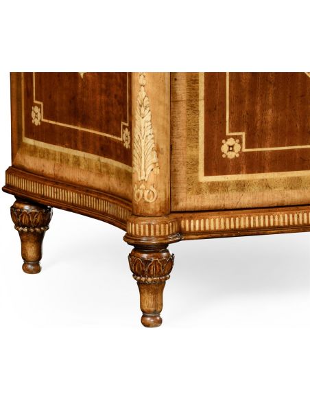 Square & Rectangular Side Tables Fine mahogany bedside cabinet with floral marquetry inlays (Right)
