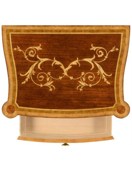 Square & Rectangular Side Tables Fine mahogany bedside cabinet with floral marquetry inlays (Right)