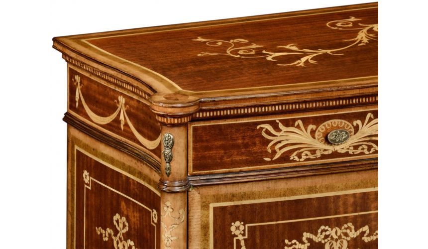 Breakfronts & China Cabinets Fine mahogany sideboard with floral marquetry inlays